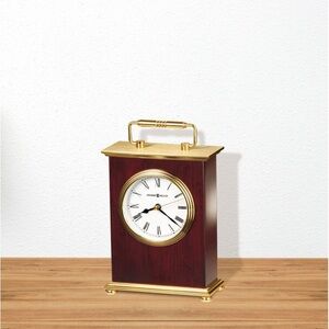 Howard Miller bracket brass rosewood desk clock